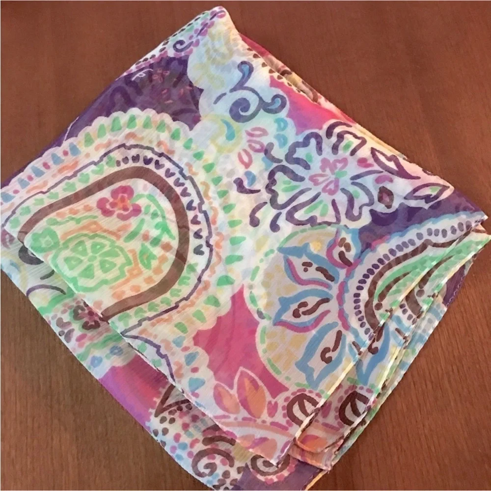 ETCETERA 100% Silk Scarf *Colorful Paisley Print*